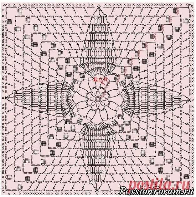 НАКИДКА ДЛЯ ДИВАНА КВАДРАТНЫМИ МОТИВАМИ КРЮЧКОМ.