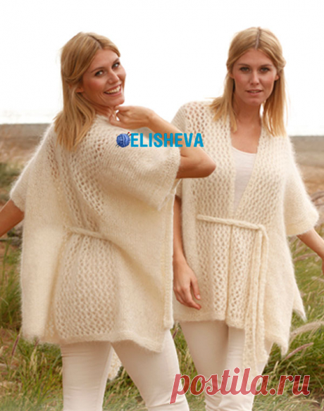 Кофта-пончо из мохера &quot;Milky Way&quot; от Drops Design, вязаная спицами | Блог elisheva.ru