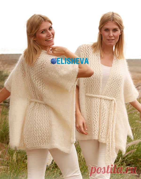 Кофта-пончо из мохера "Milky Way" от Drops Design, вязаная спицами | Блог elisheva.ru