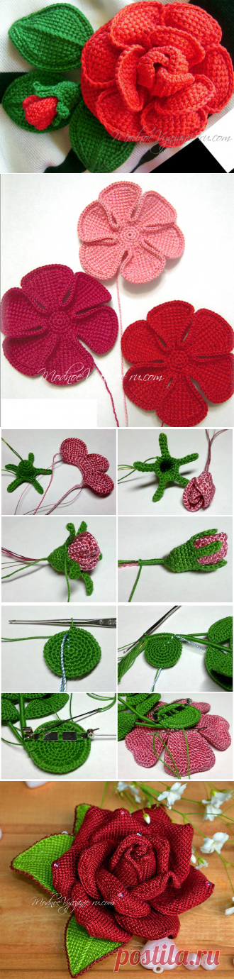 Шикарные розы тунисским вязанием  - Crochet Modnoe Vyazanie