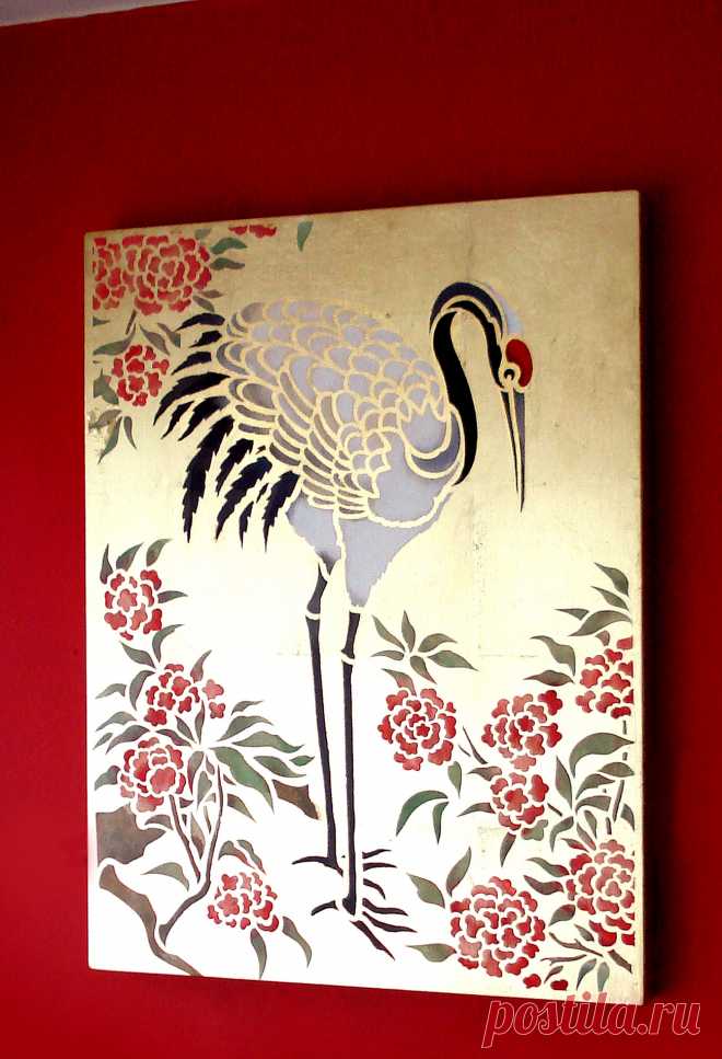 Large Crane Stencil - Henny Donovan Motif Red Capped Asian Crane Stencil
1 sheet stencil
The Large Crane Stencil is one of our elegant crane bird stencils. The Red Capped East Asian Crane is held in high regard throughout China, Japan and across the Himalayas, where they are perceived to bring luck and good fortune and treated as sacred birds. The large graceful body shapes and postures make extremely elegant design motifs for walls, murals, panels, wardrobes, fabrics and ...