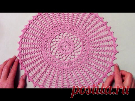 Кружевная салфетка крючком для начинающих