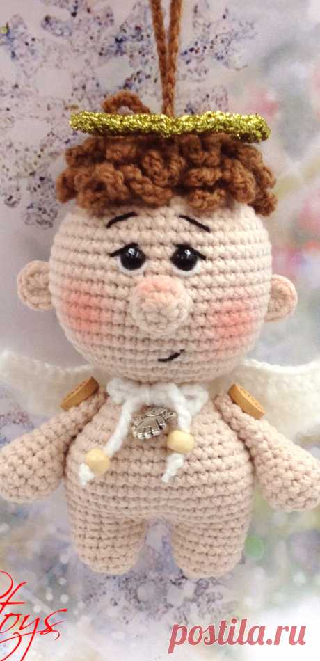 PDF Малыш Ангелочек крючком. FREE crochet pattern; Аmigurumi doll patterns. Амигуруми схемы и описания на русском. Вязаные игрушки и поделки своими руками #amimore - ангел, маленький ангелок, ангелочек, кукла, куколка, мальчик, пупс, ёлочная игрушка, украшение.