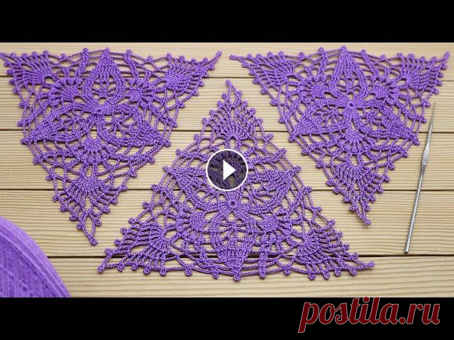 Треугольный МОТИВ крючком МАСТЕР-КЛАСС по вязанию СХЕМА Beautiful Crochet Pattern knitting Tutorial @Уроки ВЯЗАНИЯ Литке Татьяны @Уроки ВЯЗАНИЯ для начинающих Ажурные мотивы крючком - коллекция для скатерти: ЛЕНТОЧНОЕ КРУЖЕВО мастер-классы: КВАДРАТНЫ...
