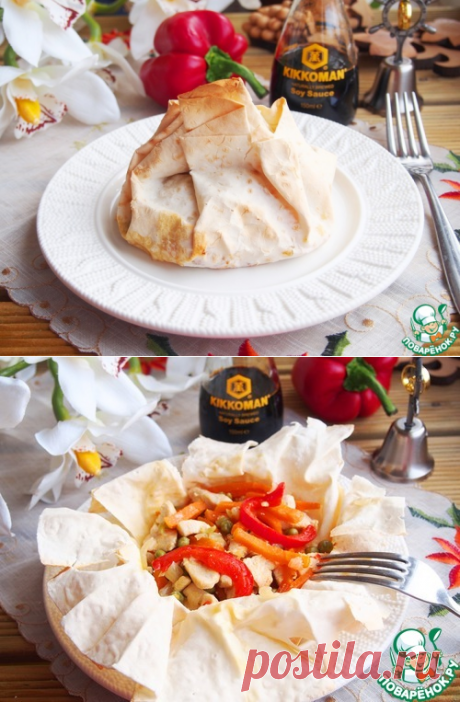 Куриное филе с овощами, запеченные в лаваше – кулинарный рецепт