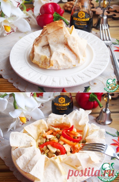 Куриное филе с овощами, запеченные в лаваше – кулинарный рецепт