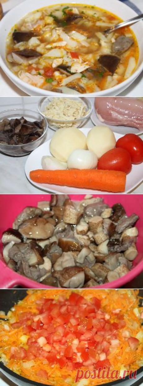 Грибная лапша с курицей