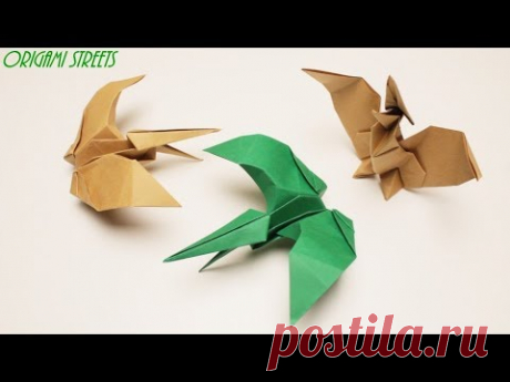 Оригами птеродактиль из бумаги