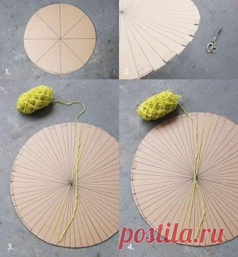 Как сплести круглый коврик из шерстяной пряжи.
 Вязаные коврики, наверное, знакомы многим. Наши бабушки и мамы вязали такие коврики из лоскутов ткани, используя большой крючок. Но круглый коврик можно не только связать, но и соткать, слегка упростив классическую технологию. 
В данной статье мы расскажем, как сплести круглый коврик из шерстяной пряжи. 
Чтобы сплести такой яркий и оригинальный коврик, вам понадобится много видов пряжи, шнуров, 
веревок и других материалов. 
Помимо прочего, в данн