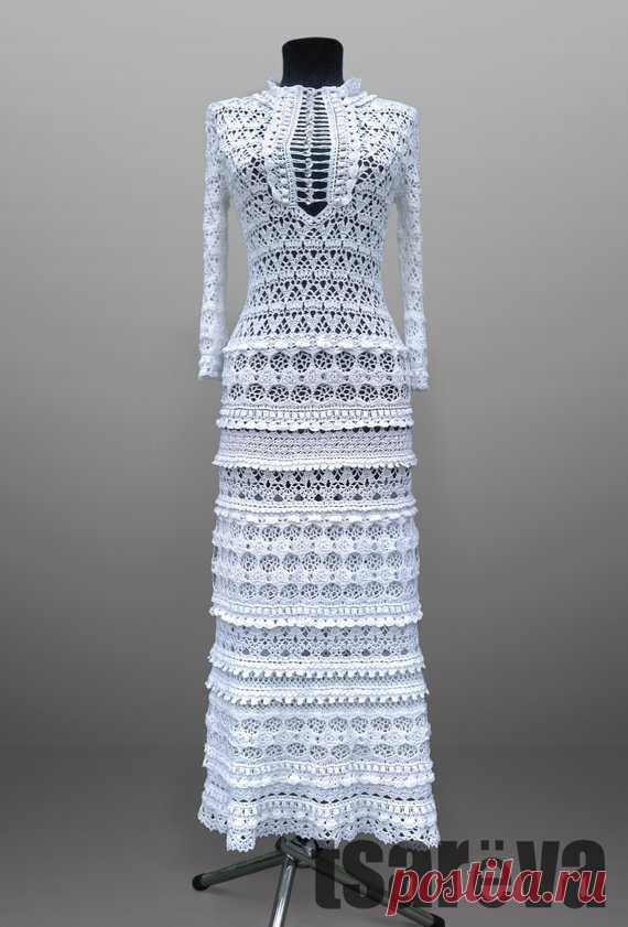 Crochet dress Eliza. White maxi lace women handmade wedding or special occasion organic cotton crochet dress. Made to order. Free shipping. Crochet dress Eliza. White maxi lace women handmade wedding or special occasion organic cotton crochet dress. Made to order. Free shipping.  This charming snow-white crochet dress Eliza in vintage-style for festive events. Eliza will become a beautiful dress for the bride. Surprising thin lace and