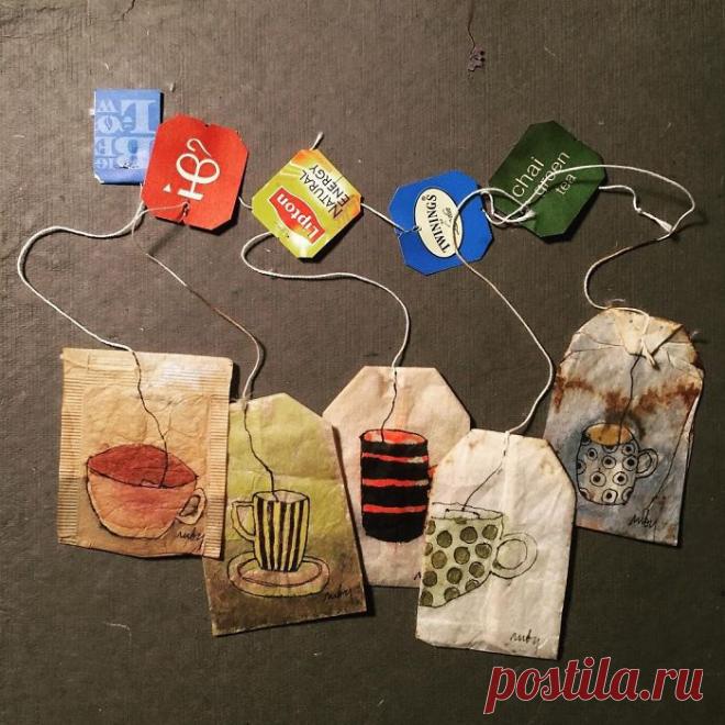 Рисунки на чайных пакетиках