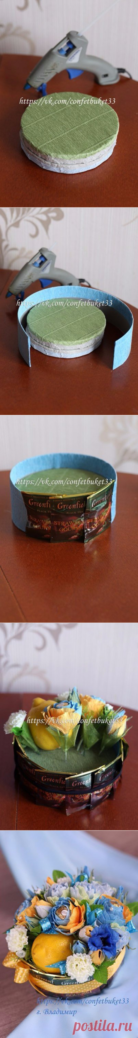 Подарочная композиция из конфет и чая — DIYIdeas