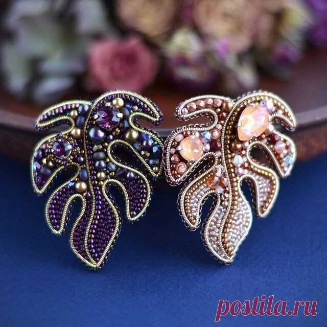 Вышиваем листик монстеры