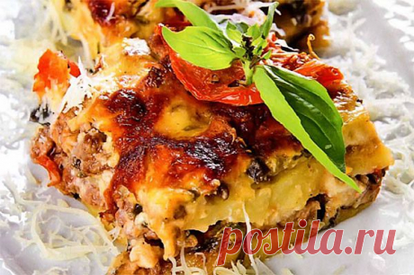 Сытная запеканка &quot;Мусака&quot; с баклажанами и картофелем и мясом по гречески рецепт с фото в домашних условиях
