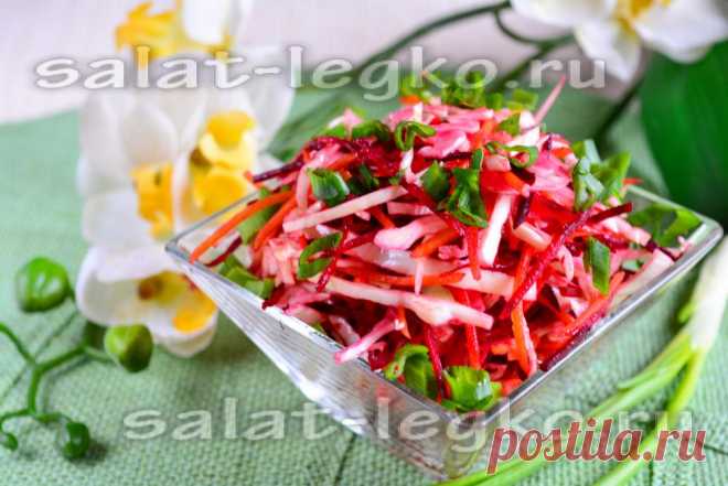 Салат из капусты со свеклой и чесноком и уксусом