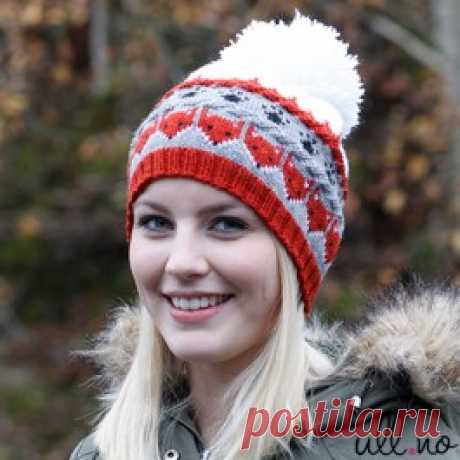 Шапка с лисичками спицами | Knitting-Room