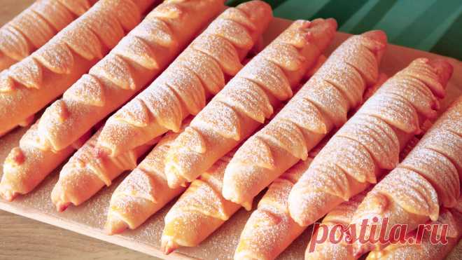 Красивые трубочки печенье на кефире: нарядно и вкусно