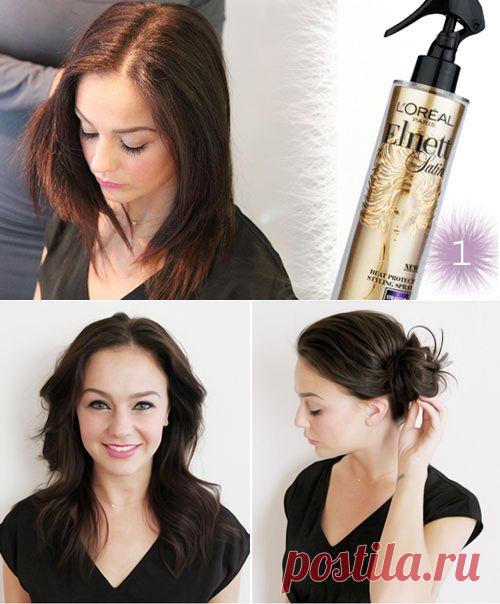 средней длины: образ «День – Ночь». - прически, мастер-класс, укладки, дневная укладка, вечерняя укладка, волосы средней длины
