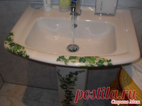 Декор + ремонт треснувшей раковины | Самоделкино