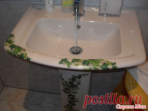 Декор + ремонт треснувшей раковины | Самоделкино