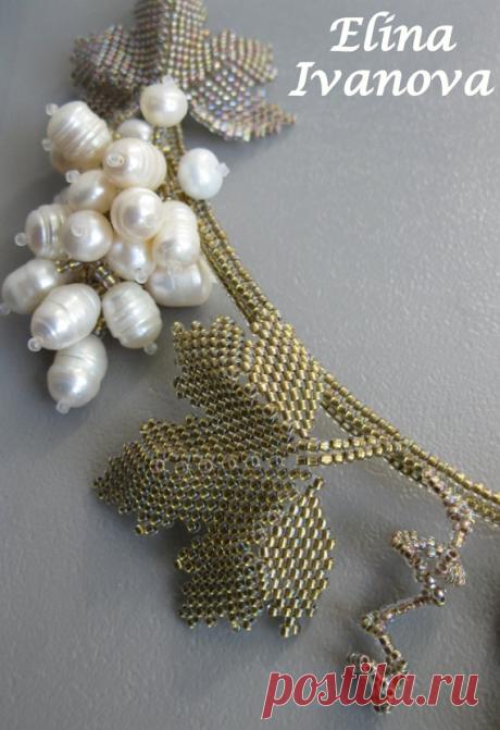 Necklace with natural pearl grape antic nature от Elinawonderland