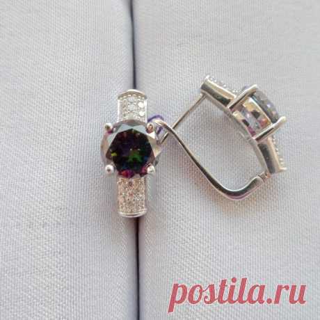 Серебряные серьги с Топаз Мистик