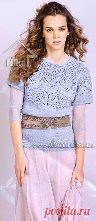 Ажурная кофточка спицами.