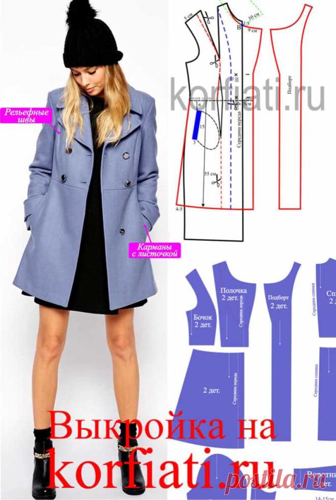 Выкройка короткого пальто от А. Корфиати Выкройка короткого пальто. Это короткое пальто может стать образцом стиля в вашем гардеробе. В этом пальто все лаконично. Выкройка короткого пальто строится