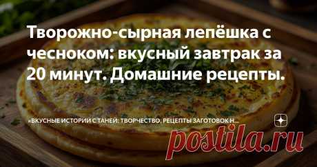 Творожно-сырная лепёшка с чесноком: вкусный завтрак за 20 минут. Домашние рецепты. Статья автора ««Вкусные истории с Таней: творчество, рецепты заготовок на зиму и домашняя кухня».