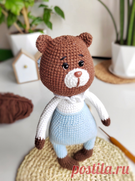PDF Мишка Банни крючком. FREE crochet pattern; Аmigurumi animal patterns. Амигуруми схемы и описания на русском. Вязаные игрушки и поделки своими руками #amimore - медведь, медвежонок, мишка.
