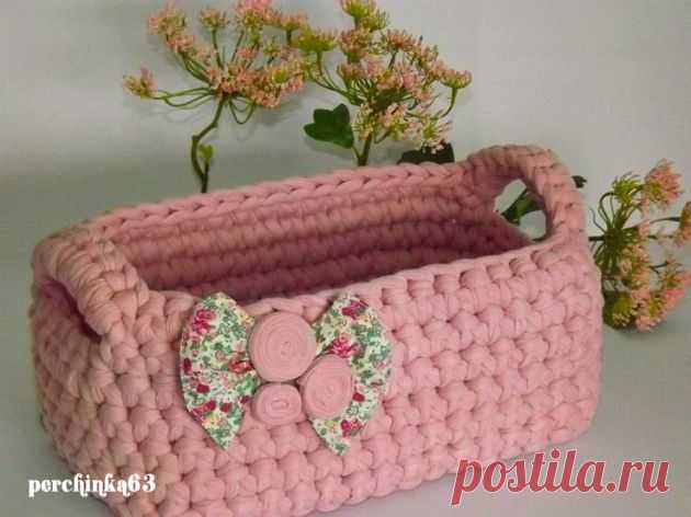 Корзинки из пряжи спагетти - perchinka63.ru