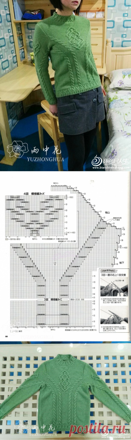 志田款云绒叁柒女士棒针绞花毛衣-编织教程-编织人生