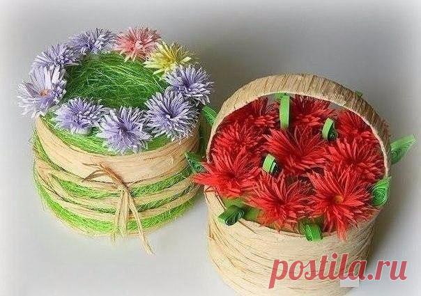 Шкатулка-корзинка из бобины от скотча