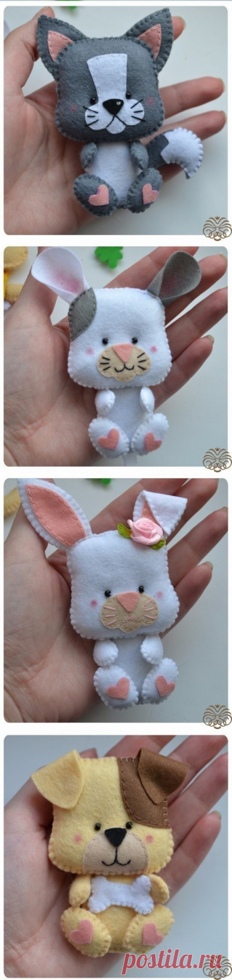 Забавные игрушки из фетра по одной выкройке :)