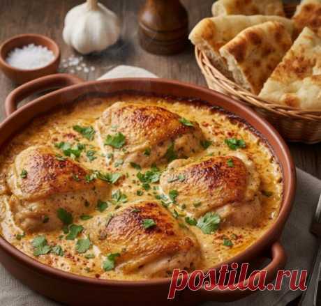 Курица в чесночно-сливочном соусе — Шкмерули