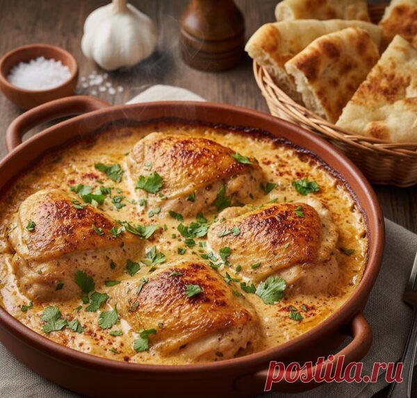 Курица в чесночно-сливочном соусе — Шкмерули