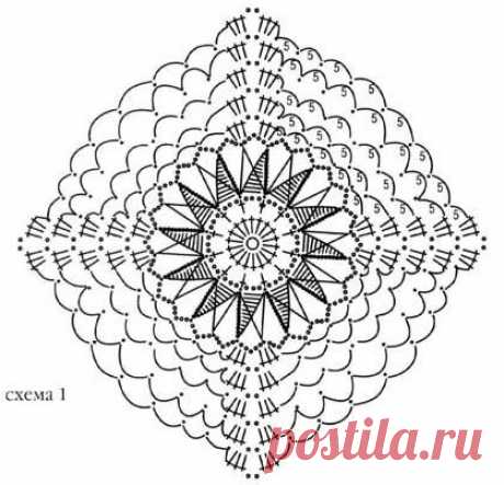 Темно-зеленая шаль из мотивов - Шали, палантины, накидки