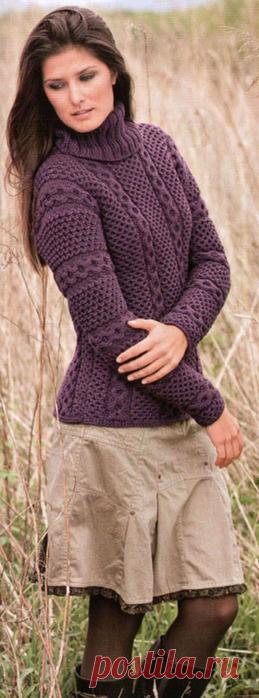 ПУЛОВЕР С ЦЕЛЬНОВЯЗАНЫМИ РУКАВАМИ