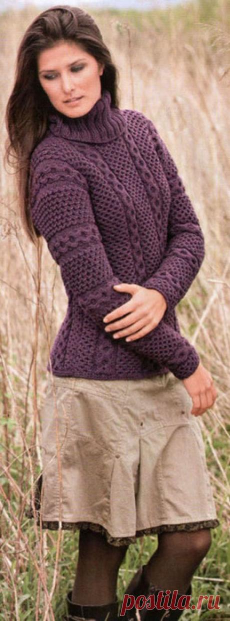 ПУЛОВЕР С ЦЕЛЬНОВЯЗАНЫМИ РУКАВАМИ