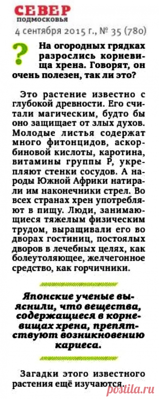 О пользе хрена