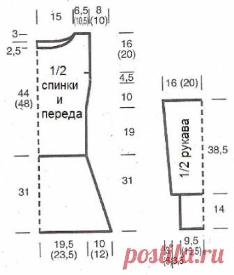 Схемы узоров - Туника с узором коса