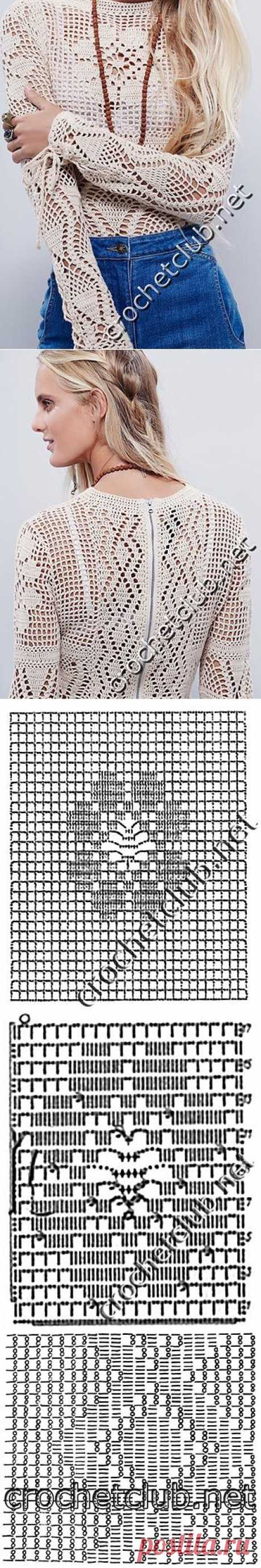 Пуловер крючком от Free People - Вязание Крючком. Блог Настика