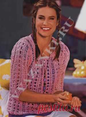 Розовый джемпер из ленточной пряжи (спицами) - Вязанки.РУ - Все о вязании