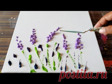 Lavender Field / Simple Floral / Abstract Painting Demonstration / Project 365 days / Day #0362​