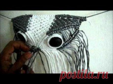Búho con la técnica de macramé