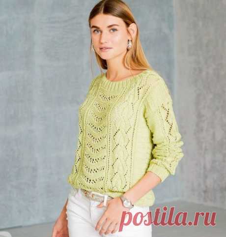 Джемпер с ажурными волнами