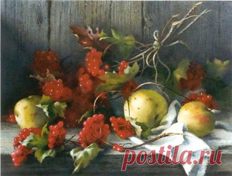 Цветочное да ягодное. Акварели Елены Базановой..