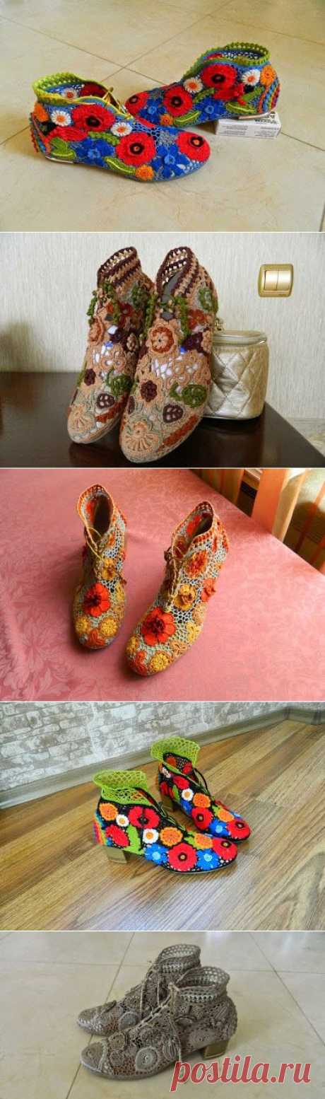 Irish crochet &amp;: Обувь ирландским кружевом.