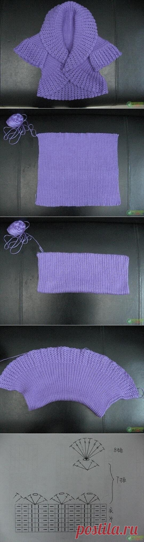 Как связать болеро из прямоугольника