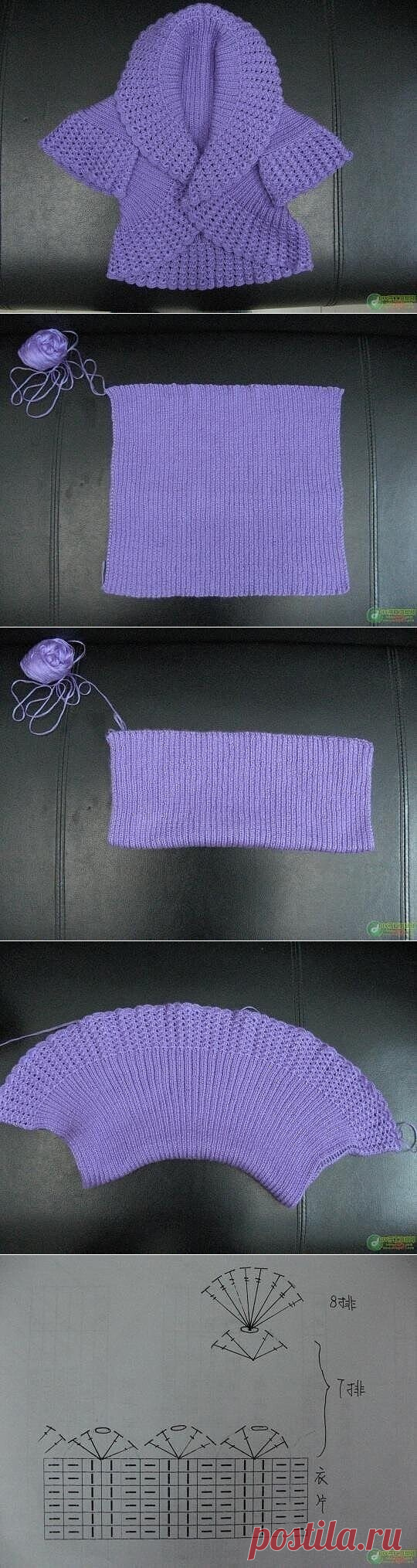 Как связать болеро из прямоугольника